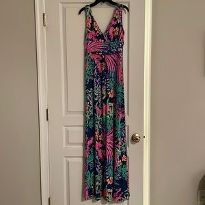Lilly Pulitzer- Sloane - Indigo All A Glow. V-Neck Maxi Dress. Size Small.